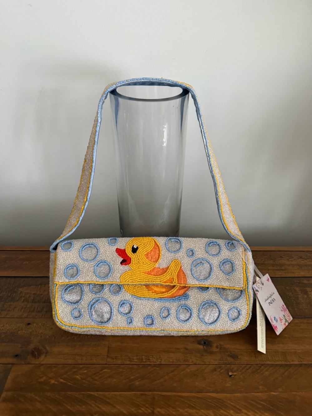 Viral made in India Beaded Yellow Duck White and Blue Bubbles Shoulder Bag